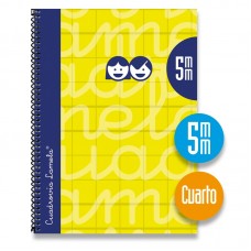 CUADERNO ESPIRAL LAMELA CUARTO T/EXTRADURA 5MM AMARILLO 80HJ PAQ DE 5 CUADERNO ESPIRAL LAMELA CUARTO T/EXTRADURA 5MM AMARILLO 80HJ PAQ DE 5