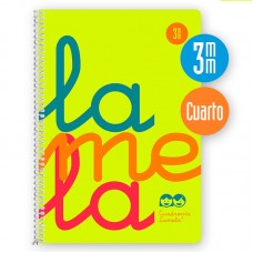 5 CUADERNO ESPIRAL CUARTO LAMELA POLIPROPILENO CUADRIDULA 3MM  AMARIL