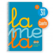 5 CUADERNO ESPIRAL CUARTO LAMELA POLIPROPILENO CUADRIDULA 3MM  AZUL