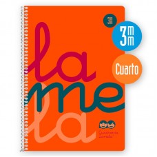 5 CUADERNO ESPIRAL CUARTO LAMELA POLIPROPILENO CUADRIDULA 3MM NARANJA