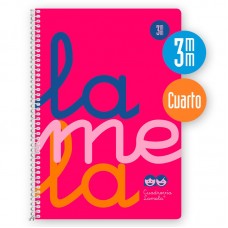 5 CUADERNO ESPIRAL CUARTO LAMELA POLIPROPILENO CUADRIDULA 3MM  ROSA