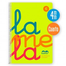 5  CUADERNO ESPIRAL CUARTO LAMELA POLIPROPILENO CUADRIDULA 4MM AMARILL