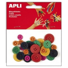 BOTONES DE MADERA COLORES BOLSA DE 30 UND APLI BOTONES DE MADERA COLORES BOLSA DE 30 UND APLI