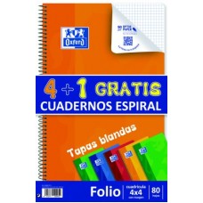 OXFORD CUADERNO ESPIRAL 4X4 PACK 4+1 TAPAS BLANDAS 80 HJ OXFORD CUADERNO ESPIRAL 4X4 PACK 4+1 TAPAS BLANDAS 80 HJ
