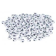 CUENTAS DE PLASTICO REDONDAS 7MM LETRAS NEGRAS BOTE DE 1200 PIEZAS CUENTAS DE PLASTICO REDONDAS 7MM LETRAS NEGRAS BOTE DE 1200 PIEZAS