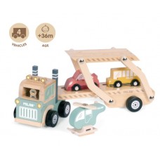 TRAILER DE MADERA CON 3 COCHES MILAN 660525 TRAILER DE MADERA CON 3 COCHES MILAN 660525