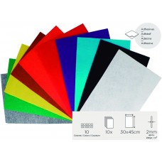 FIELTRO ADHESIVO 10 LAMINAS DE 30X45 COLORES SURTIDOS FIELTRO ADHESIVO 10 LAMINAS DE 30X45 COLORES SURTIDOS