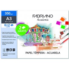 LAMINA PARA TEMPERA Y ACUARELA 350G A4 GRANO NATURAL 6+2 HOJAS DE REGA