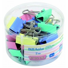 PINZAS ABATIBLES 32MM DE COLORES BOTE DE 24 UND PINZAS ABATIBLES 32MM DE COLORES BOTE DE 24 UND