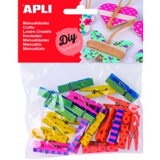 MINI PINZAS DE MADERA DECORADAS BOLSA 20UND APLI MINI PINZAS DE MADERA DECORADAS BOLSA 20UND APLI