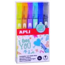 ROTULADOR CON DOBLE LINEA APLI 6 COLORES