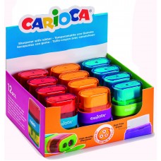 SACAPUNTAS CARIOCA CON GOMA Y DEPOSITO CAJA DE 12 UND